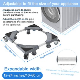 Mini Fridge Stand with 4 Locking Twin Wheels Washing Machine Stand Base 4 Strong Feet Adjustable Furniture Universal Stand Base for Furniture Portable Refrigerator Dryer Stand 40-60 cm(Gray, 881LB)