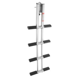 BANLICALI Boat Ladder 4 Step, 17.3" - 41.3" Height Adjustable 304 Stainless Steel Telescopic Ladder, Within 900 Lbs Load Capacity, Foldable Ladder for Marine Boat, Yacht, Fishing Boat Silver+Black
