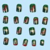 QQPPOLIU Press on Nails,Green Press on Nails Short Square Nails