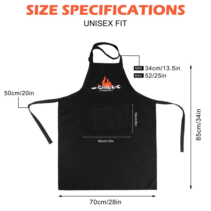 Mordx Bib Apron,Unisex Black Aprons Adjustable Washable,with 2 Pockets for