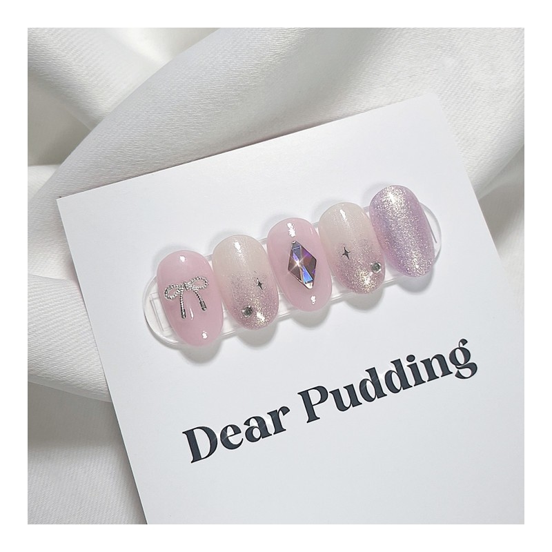 [Handmade Nail Tips] Pink Glossy Nail Tips - Almond /