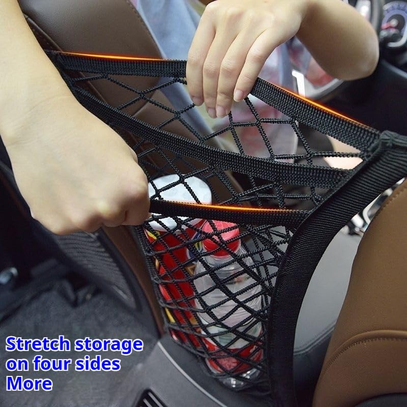3-Layer Triple Car Mesh Organizer Pockets Pockets Between Seats Stretchy