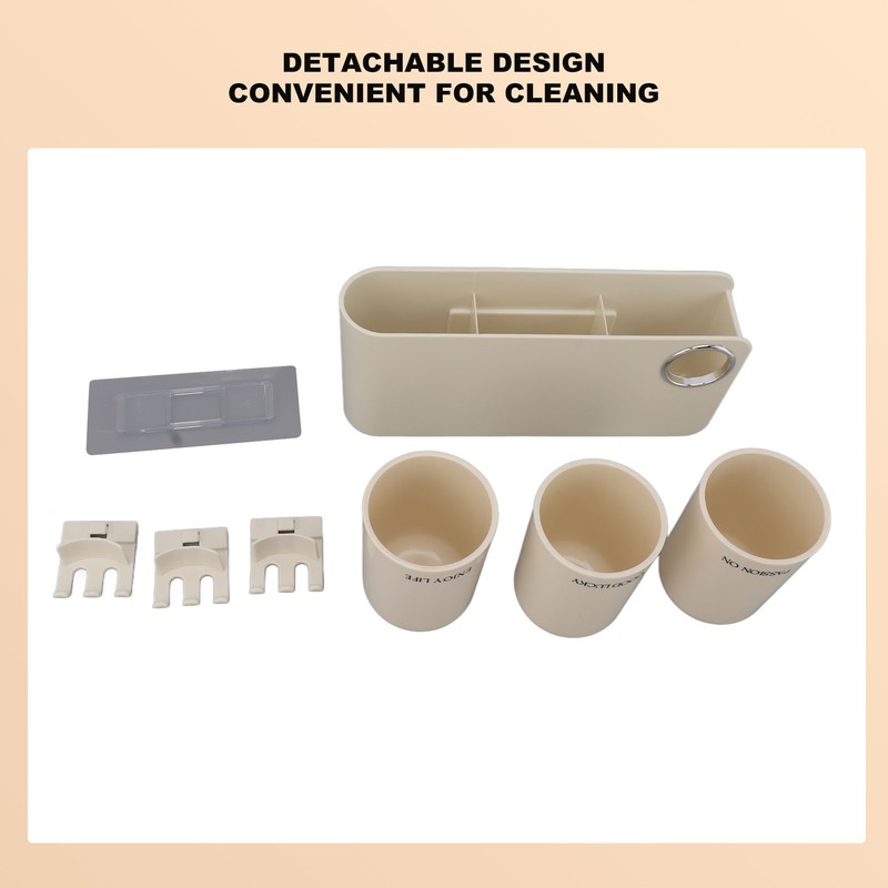Toothbrush Holder Wall Mounted Multi Functional Toothbrush Toothpaste Dispenser for