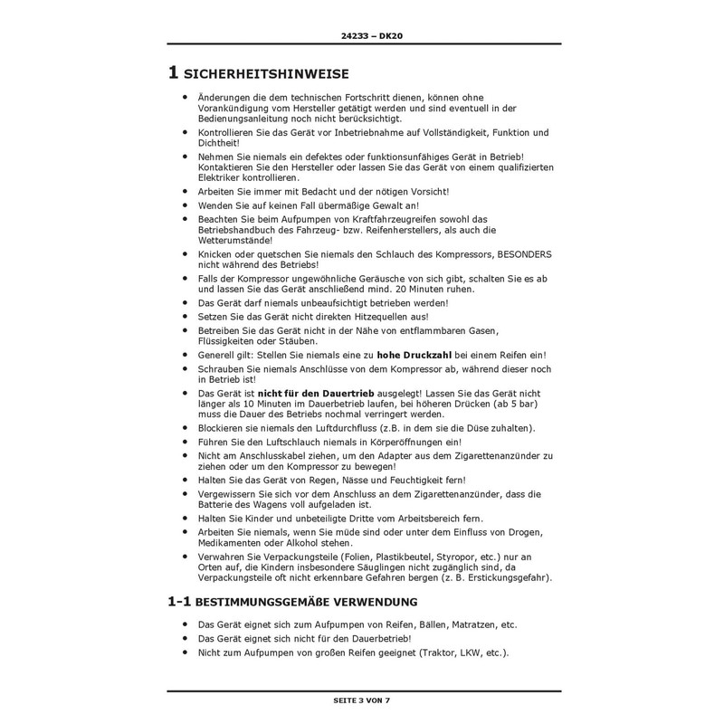 Mini Air Compressor DK20 12 V 18 Bar with Tyre