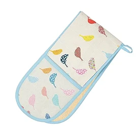 Dexam 16150261 Little Birds Double Oven Glove, Cotton, Multi-Colour, 86 x 18 x 4 cm