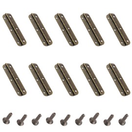 10Pcs Mini Hinges Cabinet Hinges 180 Degree Long Strip Hinge Folding Door Hinges for DIY Crafts Wooden Jewelry Box (Bronze)