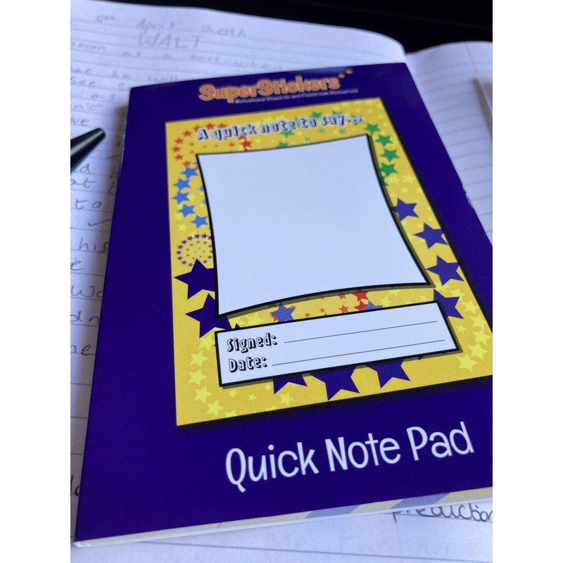 SuperStickers Reward Praise A6 Note Pad for Teachers - 'A