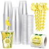 Gilprop 100 Sets Plastic Lemonade Cups with Lids and Straws
