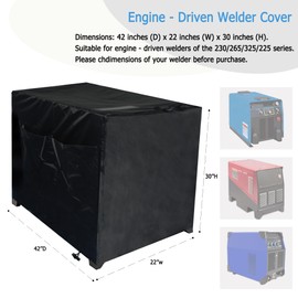 Engine Driven Welder Cover Compatible with Models 230/265/325/225 Welders, 30 "Hx22 "Wx42 "D, Heavy Duty 600D Oxford Fabric Waterproof (Cover Only)