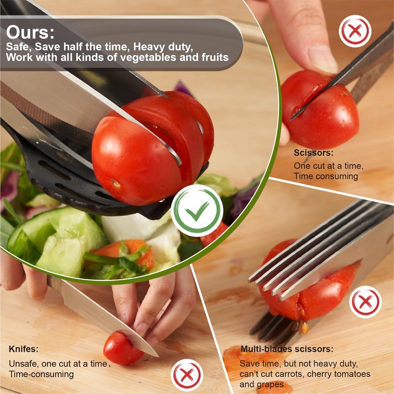 ALEXPHY Salad Scissors with Double Blades, Lettuce Chopper for Chopped