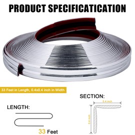 Peel and Stick Wall Molding Trim Self Adhesive L-Shaped Corner Guards Edge Protector Caulk Strip Flexible Inside & Outside Corner Trim for Tile Wall Decoration(Silver, 33ft x 0.8in)