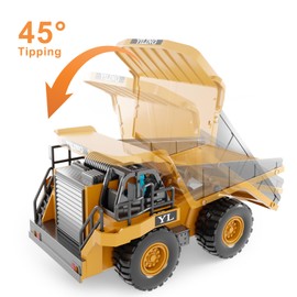 Dwi Dowellin Remote Control Dump Truck Toys for Boys 4-7,Construction Rc car with Lights/Sounds for Kids Age 8-12 Year Old,Ideal for Boys Age 3+