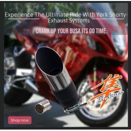 YORK EXHAUST Suzuki Hayabusa with 4 into 1 exhaust YORK  SHORTY Exhaust NEW FITS 99-18 CHROME