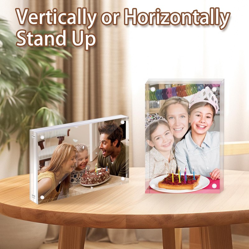 YMYKLB Acrylic Picture Frame, 5x5 Inch Acrylic Photo Frames Horizontal