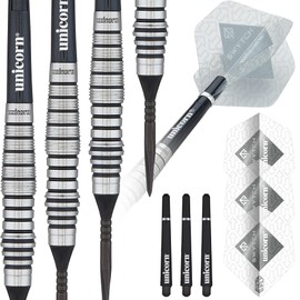 Unicorn Steel Tip Darts Set | Swytch | 80% Natural Tungsten Barrels with Black Accents & Black Volute Converta Points | 23 g