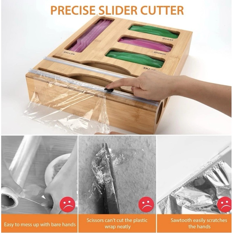 Jitner NEW! Storage Bag Organizer with Foil and Plastic Wrap