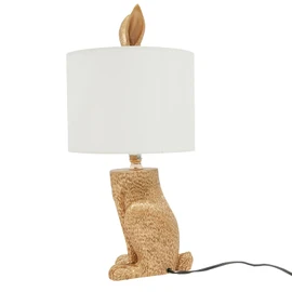 DDBESSIC Modern Bunny Lamp Rabbit Lamp with Linen Shade 60w E26 Resin Animal Table Lamp Creative Gold Bunny Night Light for Reading Decoration Lamp for Bedroom Home Office