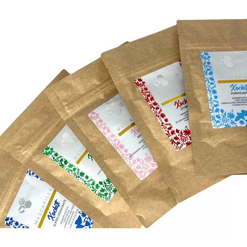 BENA Mascarillas Faciales Hidroplasticas Y Arcilla 5 Packs Bena