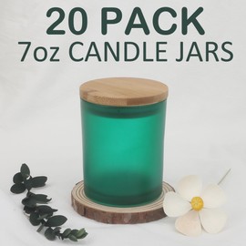 MILIVIXAY 20 Pack 7 OZ Matte Green Thick Glass Candle Jars with Lids - Bulk Empty Candle Jars for Making Candles - Spice, Powder Containers.