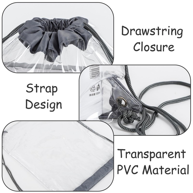BSITSSS 3 PCS Clear Drawstring Gym Bag, Clear Drawstring Bag,