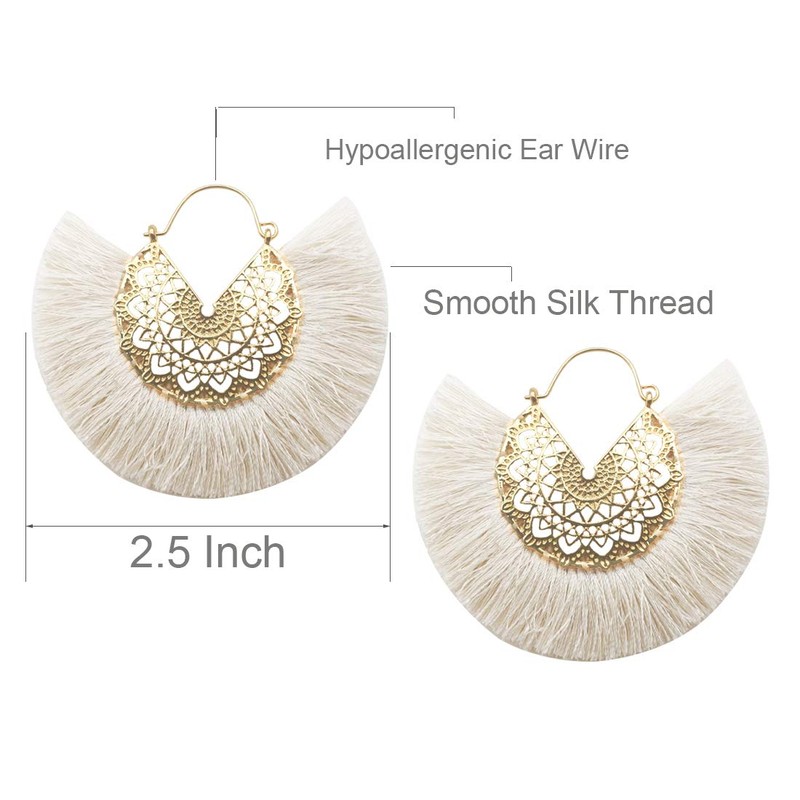 Tassel Hoop Earring Statement Thread Dangle Earrings Stylish Long Fringe