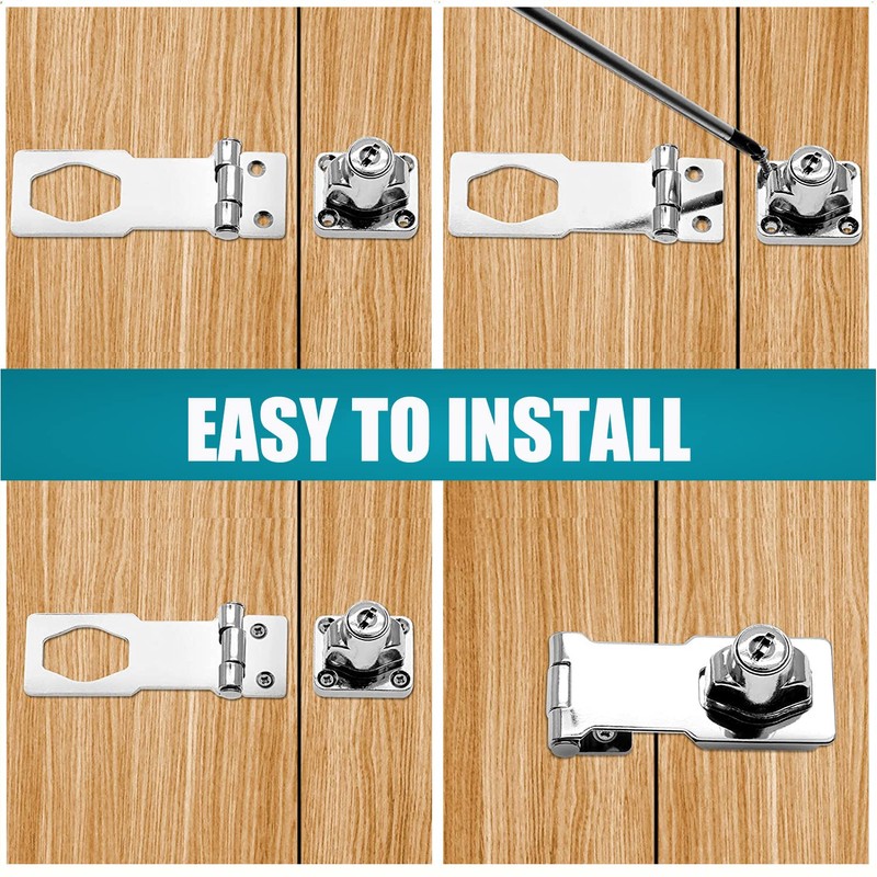 Litensh Hasp Lock Padlock Gate Latch Door Bolt Lock with