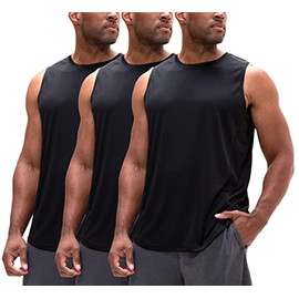 DEVOPS 3 Pack Men's Relaxed-Fit Workout Gym Tank Top Sleeveless (Black/Black/Black, Small)