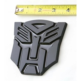 3D Transformers Autobots Optimus Prime Gloss Black Metal Emblem Badge Decals Car