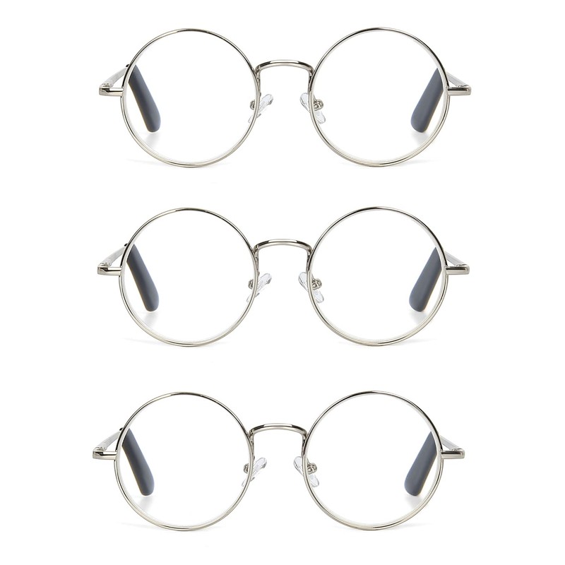 EYE ZOOM 3 Pack Metal Frame Round Reading Glasses with