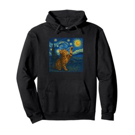 Cat Starry Night Van Gogh Gift Bengal Cat Mom Pullover Hoodie