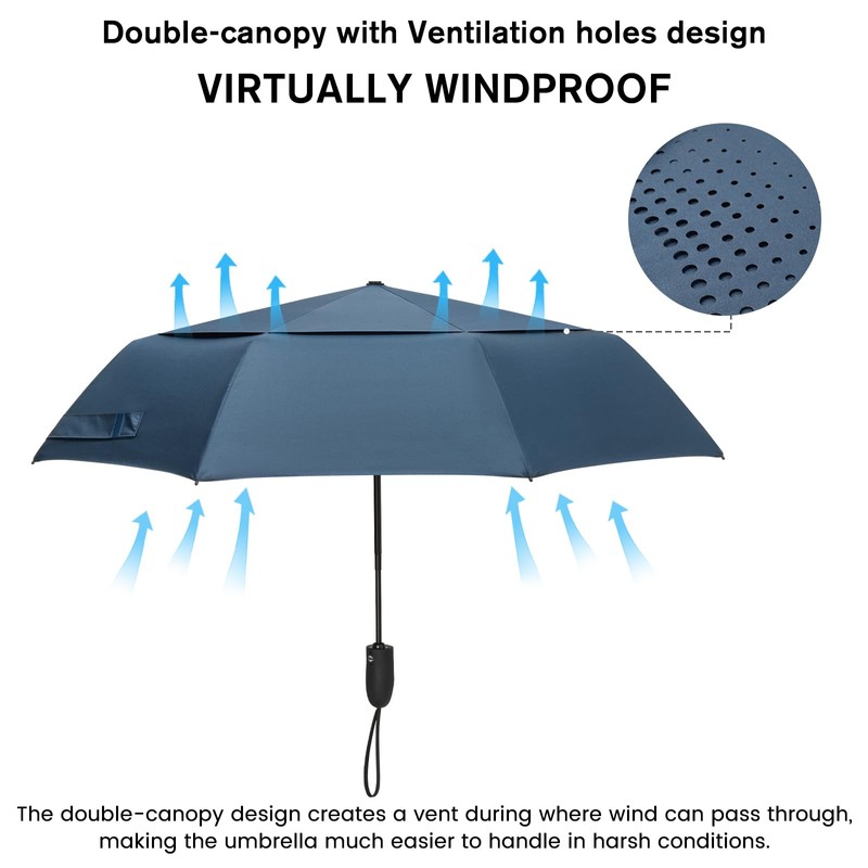 G4Free 46 Inch Windproof Foldable Travel Umbrellas Double Canopy with