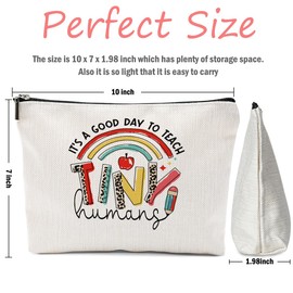 XFN Teacher Appreciation Gifts, Boho Rainbow Makeup Bag Cosmetic Bag Travel Pouch, Teacher Thank You Gifts for Women Girls Educator Coworker New Teachers Graduation Birthday