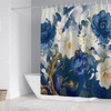 LQCOOL Blue Shower Curtain Set 4Pcs Flower Bathroom Sets with