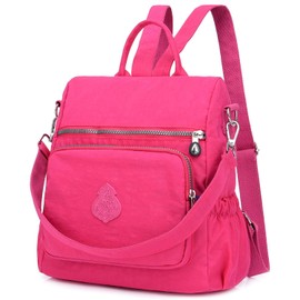 TianHengYi Casual Small Backpack Purse for Women Girls, Waterproof Lightweight Nylon Travel Daily Daypack Shoulder Bag, Plum