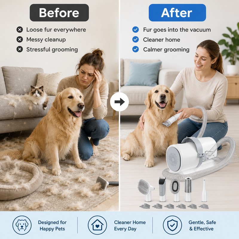Pet Grooming Vacuum Kit for Dogs & Cats – Hair