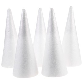 5pcs Kids DIY Craft Cone Accessories, Christmas Crafts Foam Cone, Cone, White Solid Cone, Christmas Tree Cone(24.5x10cm)