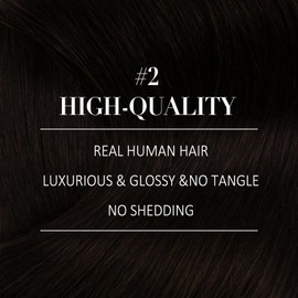YoungSee #2 Real-Hair Extensions Darkest Brown Clip-In 55 cm Thick Hair Extensions Remy for Women 150 Grams
