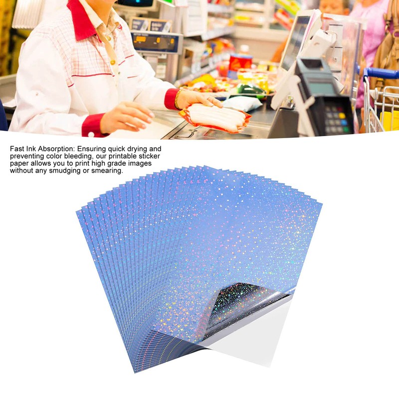 20 Sheets Printable Sticker Paper Waterproof Drying Quickly Holographic Sticker