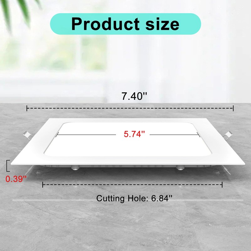 Aolyty 15W Ultra Thin LED Ceiling Panel Light 7.4" Recessed