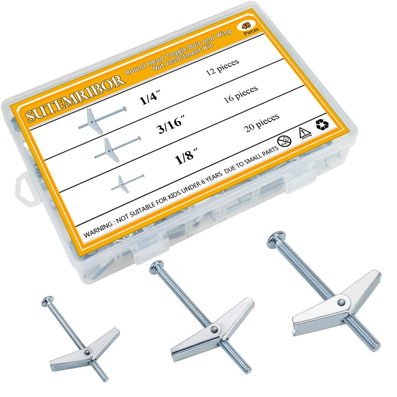 Sutemribor 1/8 Inch, 3/16 Inch, 1/4 Inch Toggle Bolt and