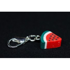 Miniblings Watermelon Charm Zipper Pull Pendant Fruit Fruit Melon Disc – Handmade Fashion Jewellery I Silver Plated Pendant Charm Bracelet – Pendant for Bracelet, Polymer Clay