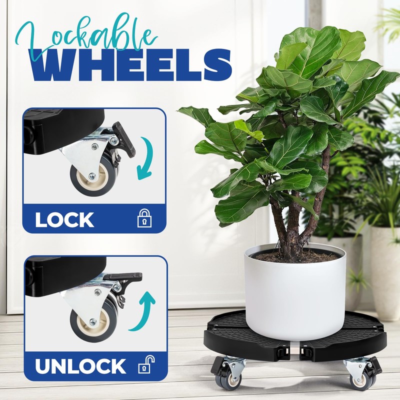 Idzo Heavy Duty Trolley Planter Caddy with Wheels 440lbs Capacity,