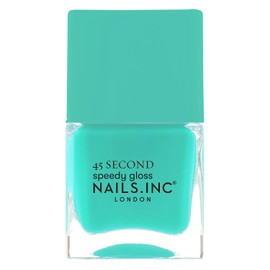 Nails Inc 45 Second Speedy Gloss, Mila, verde azulado, brillante, sin astillas, larga duración, secado rápido, secado al aire, manicura y pedicura profesionales, uñas de manos y pies, esmalte de uñas vegano, 0.47 onzas líquidas