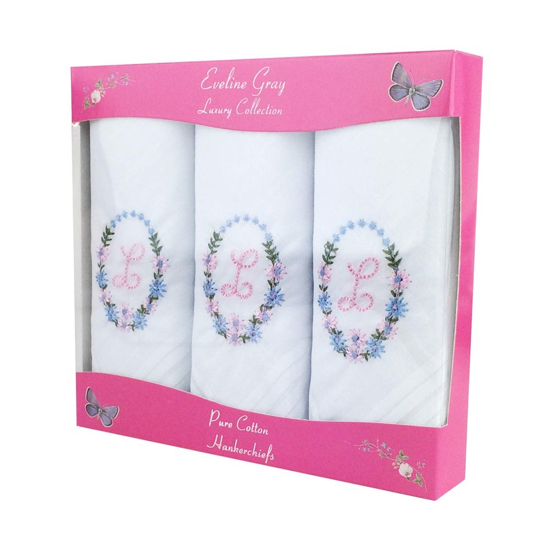 2COZEE Womens/Ladies Embroidered Initials Taschent 3-Pack? CHER with White EM