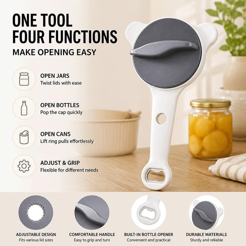 Bottle Opener Trivet Set - Multi Function Jar Opener -