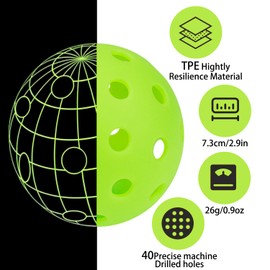 Acidea Pickle Balls, 20 Pack Pickle Ball with 40 Holes for Outdoor, Colorful High Bounce & Durable Pickleball for All Style Pickleball Paddle & Court, Perfectly Balanced Durable Pickleballs Set