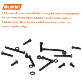 HELIFOUNER 560 Pieces M2.5 x 4mm /6mm /8mm /10mm /12mm /16mm /20mm, Button Head Socket Cap Screws Bolts Washers Nuts Kit, 10.9 Grade Alloy Steel, Full Threaded, Black
