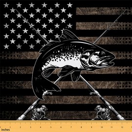 Erosebridal - Tela de pesca con bandera americana de The Yard, tela de tapicería impermeable de camuflaje, tela decorativa para interiores y exteriores, tela decorativa para cabaña, color café negro,