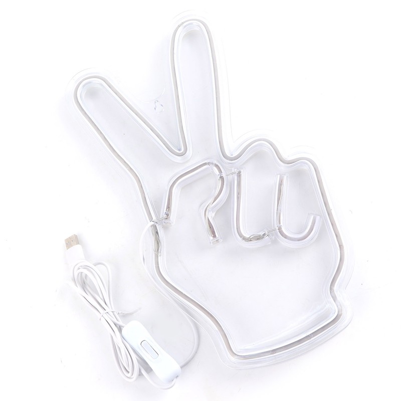 Neon Sign Light Innovative Victory Gesture Decorative Lamp USB Powered