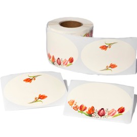 MONEST Waterproof Label Stickers for Jars and Lids, Pantry, Mason Jar, Canning, Spice, Bottle Labels (Red Tulip 2"x3")